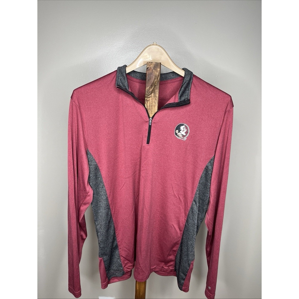 Colosseum Men's Florida State Garnet Long Sleeve 1/4 Zip Size Large